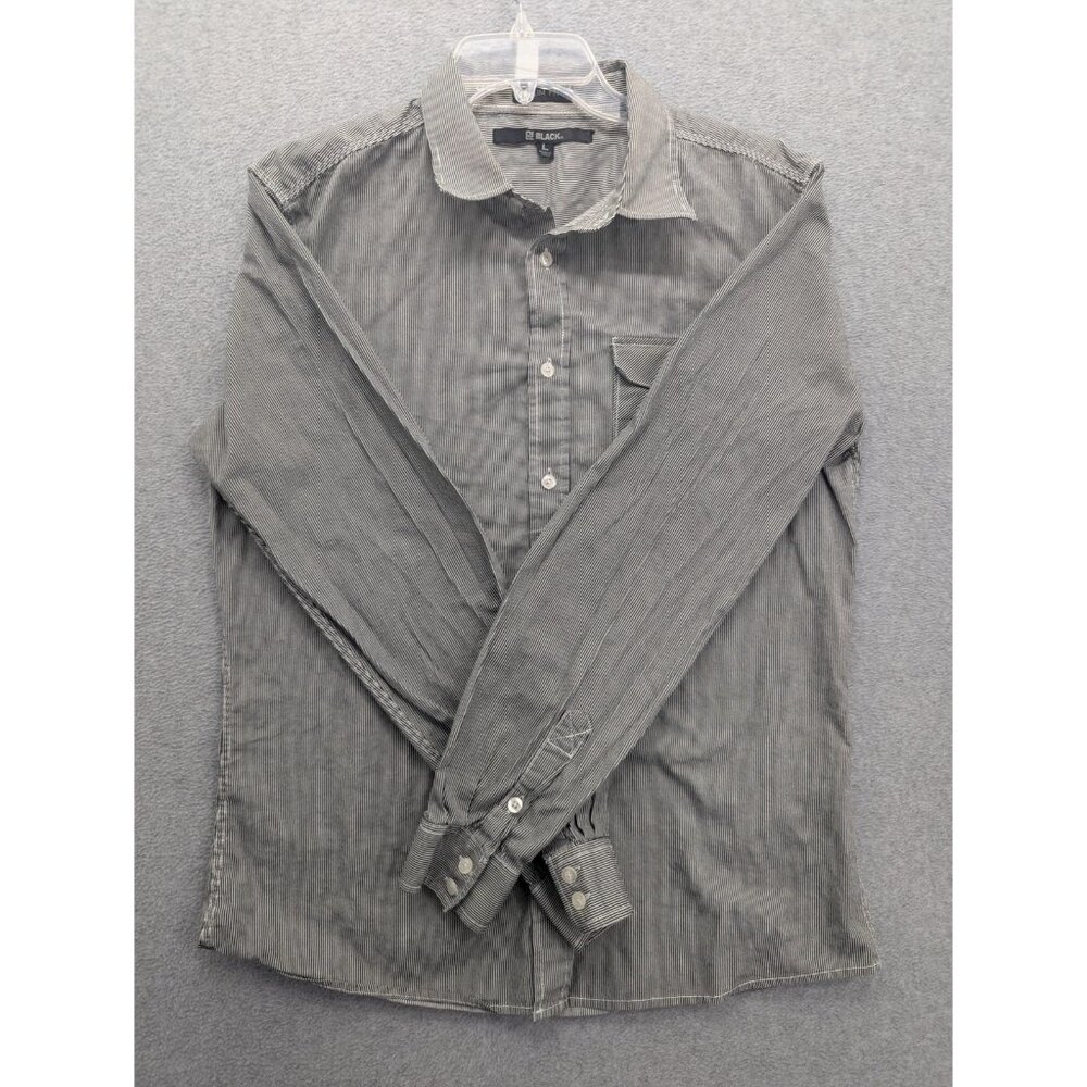 CJ BLACK Shirt Mens Large Gray Striped Slim Fit Long Sleeve Button Front Cotton